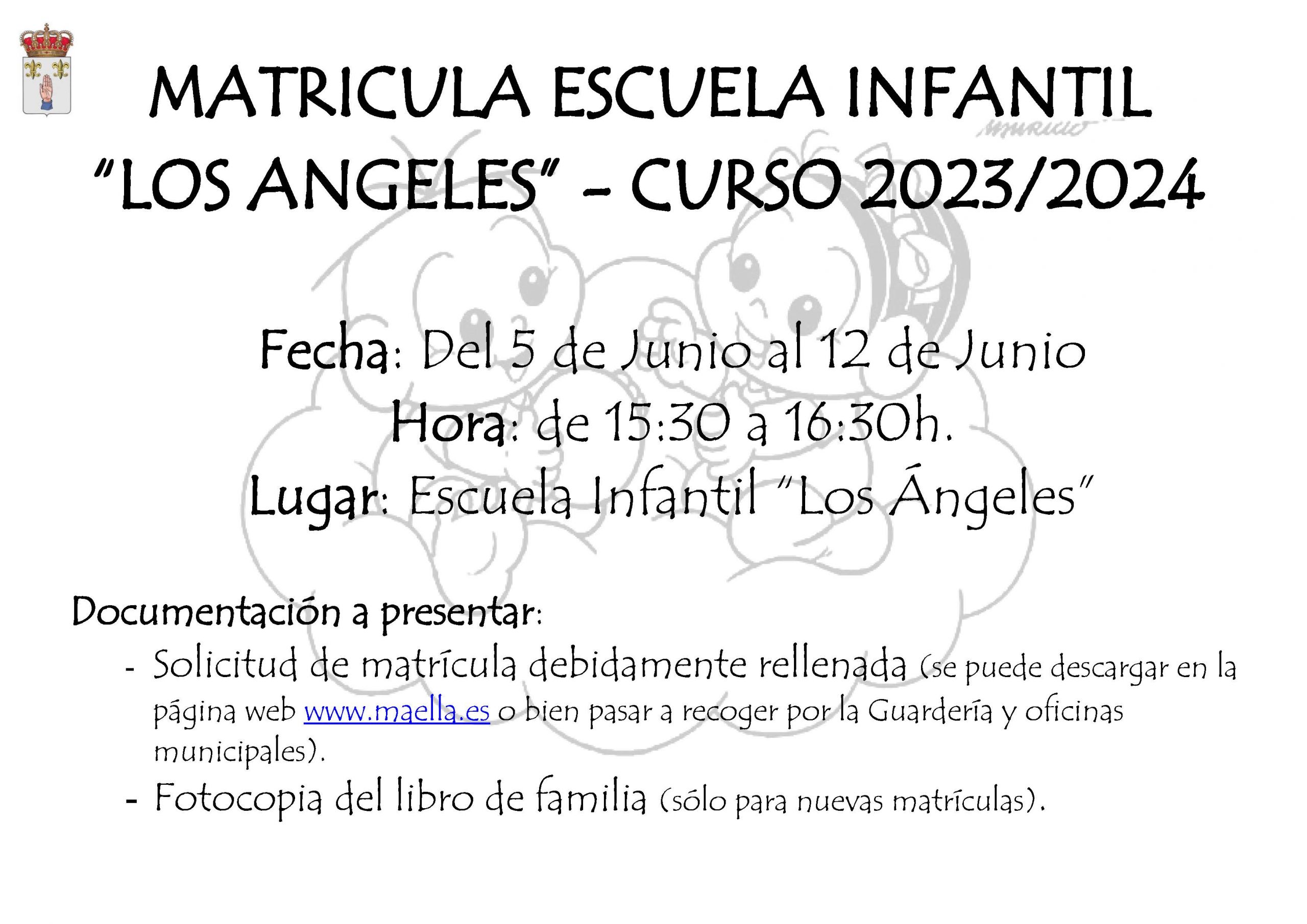 MATRICULA ESCUELA INFANTIL «LOS ANGELES» CURSO 2023-2024