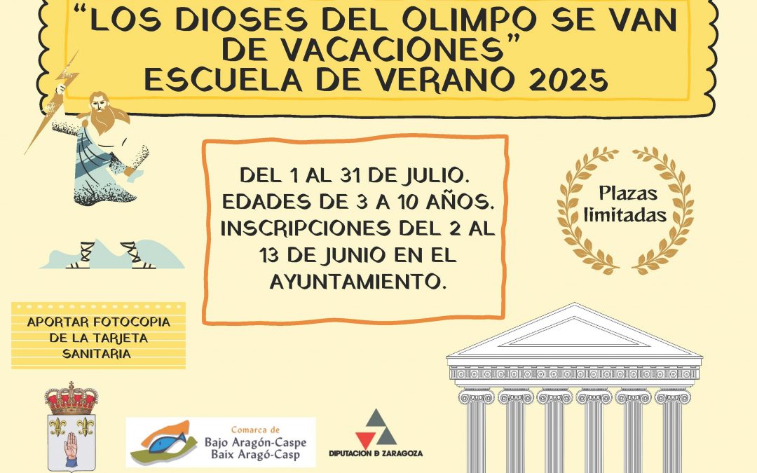 INSCRIPCIÓN ESCUELA DE VERANO 2025″LOS DIOSES DEL OLIMPO SE VAN DE VACACIONES»