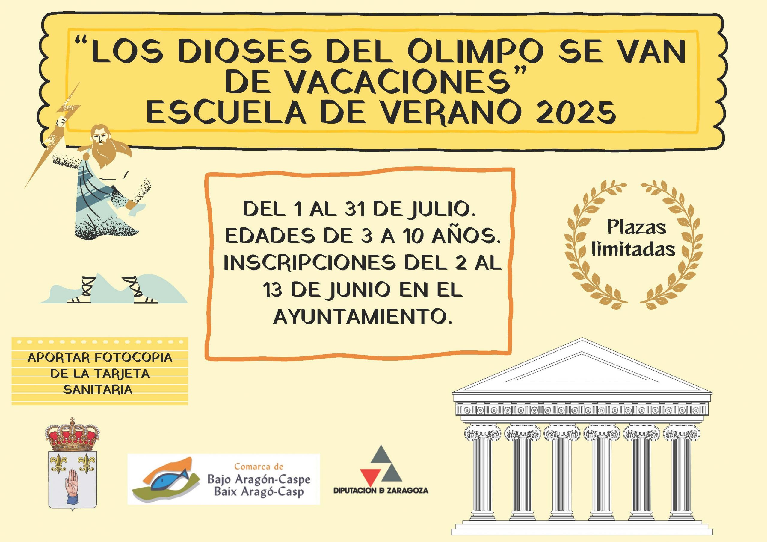 INSCRIPCIÓN ESCUELA DE VERANO 2025″LOS DIOSES DEL OLIMPO SE VAN DE VACACIONES»